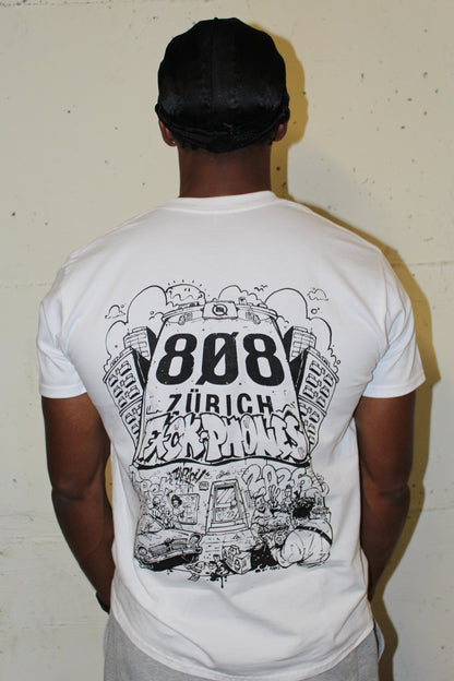 808 F*ck Phones Tee white